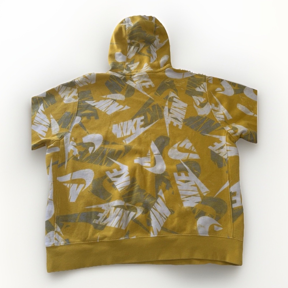 Nike Men's Pullover Hoodie All Over Logo Print Size L Yellow‎ Gray White - Picture 6 of 6